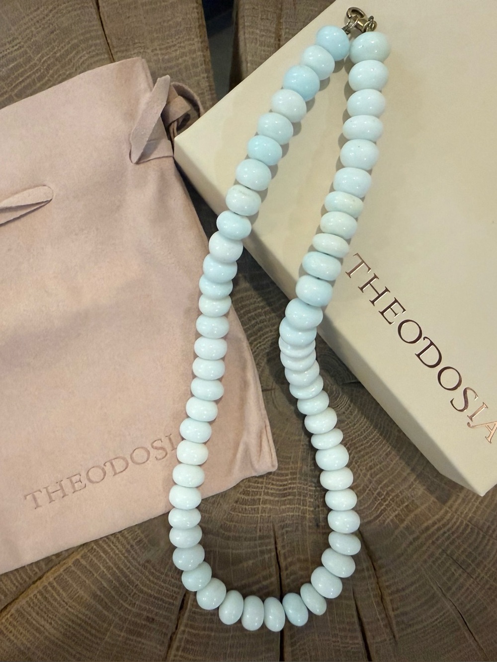 Theodosia Pale Blue Beaded Candy Necklace
